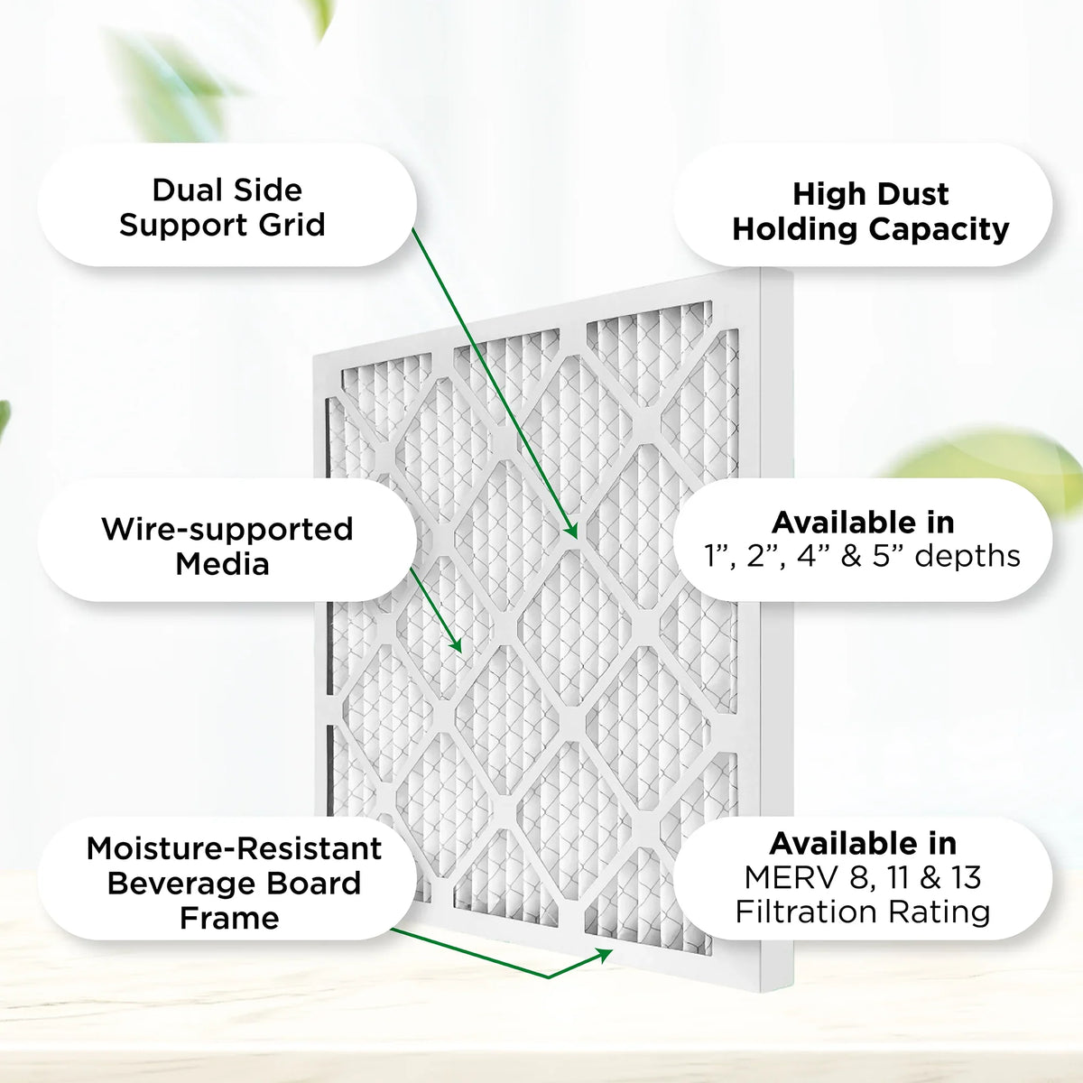 14x25x1 MERV 11; MPR 1000 Pleated AC Furnace 1" Air Filters by Pamlico. Case of 12. Actual Size: 13-1/2 x 24-1/2 x 3/4