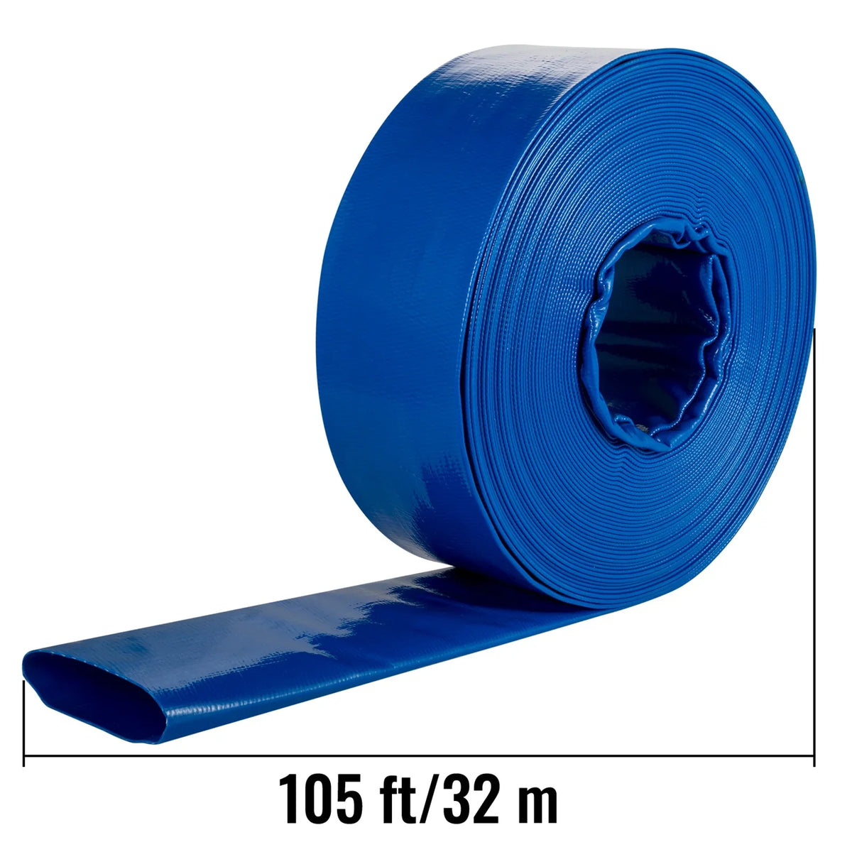BENTISM Discharge Hose; 1-1/2" x 105'; Fabric Lay Flat Hose; Heavy Duty Backwash Drain Hose with Clamps; Weather-proof & Burst-proof; Ideal for Swimming Pool & Water Transfer