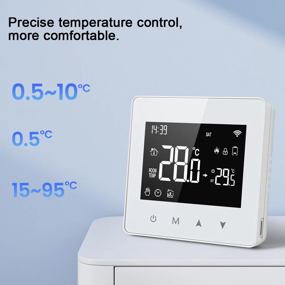 Pinnaco Compact Size Thermostat; Intelligent Temperature Controller for Water Gas Boiler; LCD Display; Adjustable Temperature