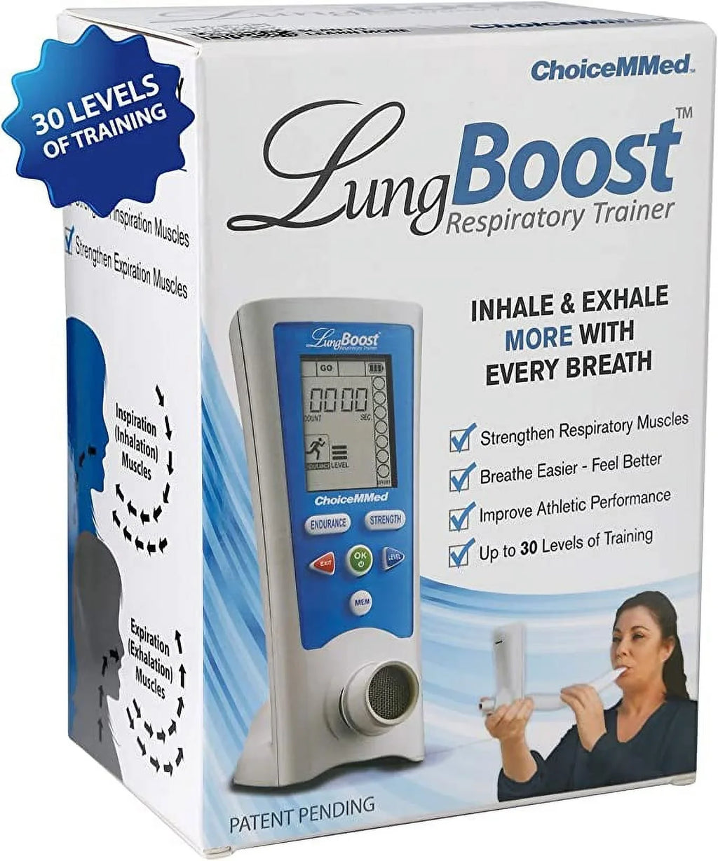 CHOICEMMED Lung Boost Electronic Smart Lung Exerciser - Lung Strengthener for Improving Lung Capacity - Replacement for Altitude Mask; Breathing Bag - Diving and Instrument Breathe Trainer