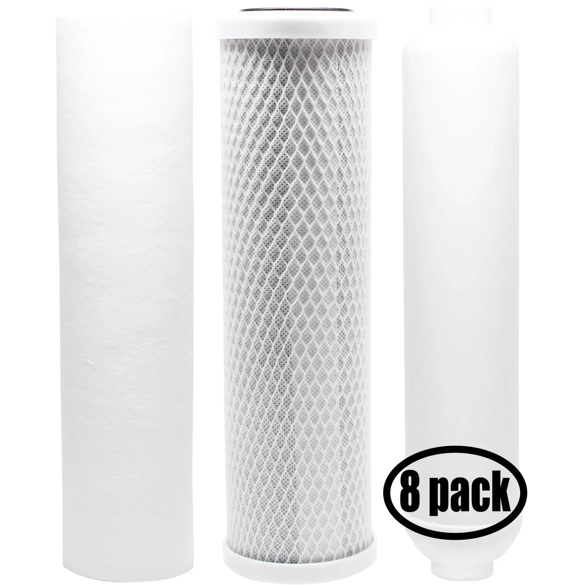 8-Pack Replacement for Filter Kit for US Water Systems 200-GX-4050 RO System - Includes Carbon Block Filter; PP Sediment Filter & Inline Filter Cartridge - Denali Pure Brand