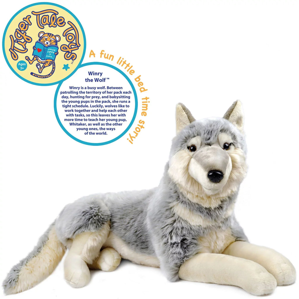 Winry The Wolf - 27 millimeter (Not Including Tail Measurement) Stuffed Animal Plush Dog - by Tiger Tale Toys