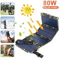 Paddsun 80W USB Solar Panel Folding Power Bank Outdoor Camping Hiking Phone Charger