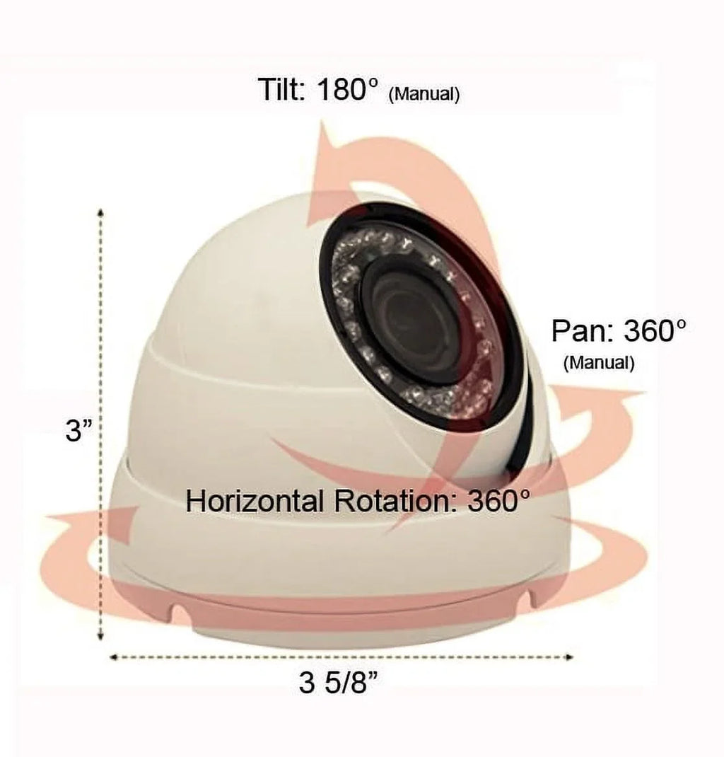101AV Security Dome Camera 1080P 1920x1080 True Full-HD 4in1(TVI; AHD; CVI; CVBS) 3.6mm Fixed Lens SONY 2.4 Megapixel STARVIS Image Sensor In/Outdoor Smart IR DWDR Surveillance Home Office (White)