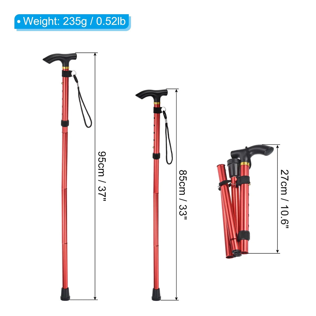 Uxcell Trekking Poles Collapsible Hiking Pole Telescopic Aluminum Alloy Red; 2Pack