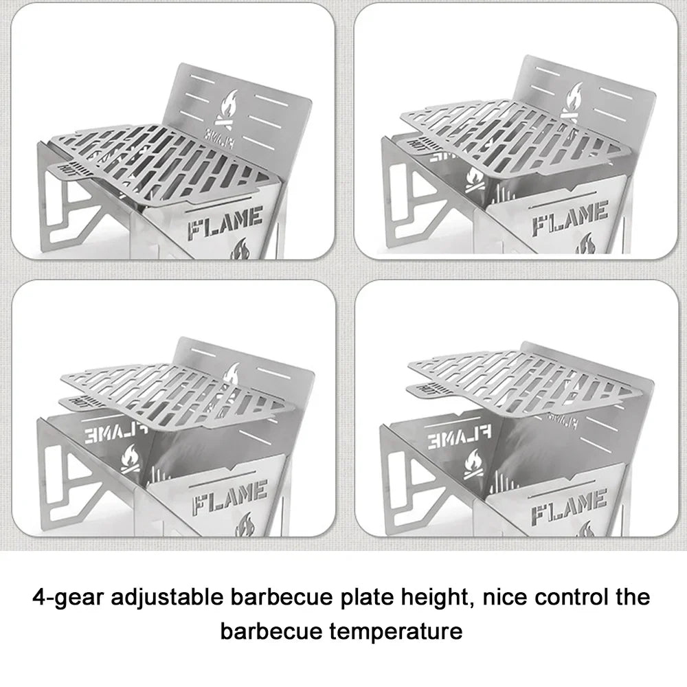 Nebublu Stainless Steel Furnace; Portable Camping Stove for Picnic BBQ Cooking
