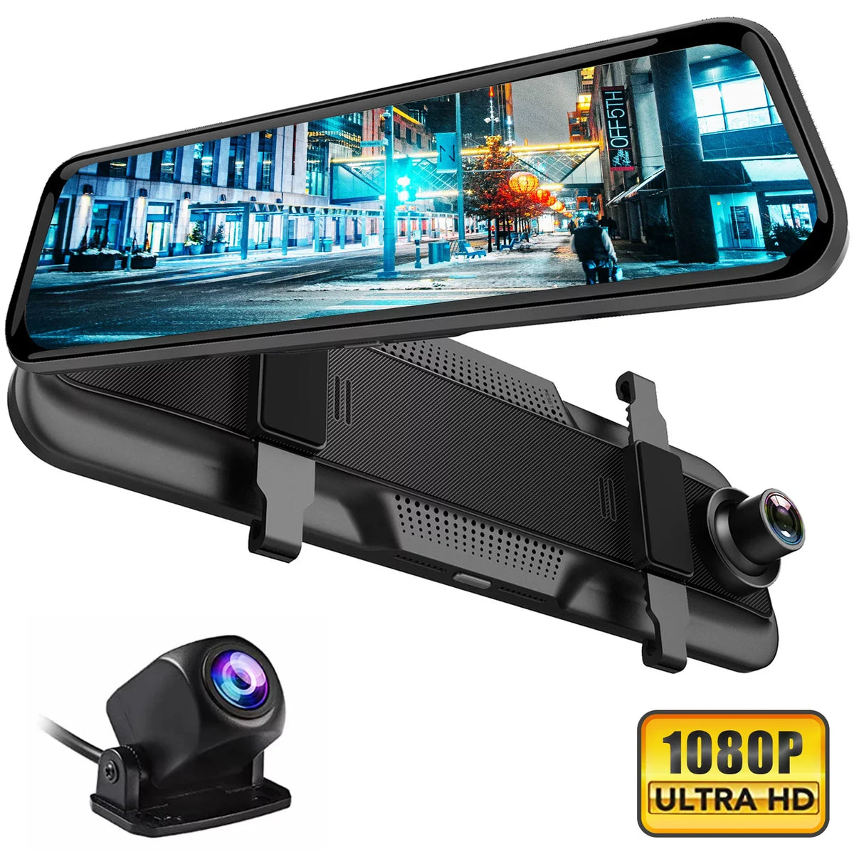 10" Touch Screen Mirror Dash Camera; 1080P Dual Dash Cam Kit Front and Rear View; Backup Camera for Cars; Super Night Vision; Motion Detection;Reversing Assistance; Loop Recording