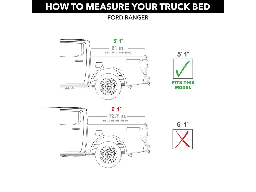 Gator by RealTruck EFX Hard Tri-Fold Truck Bed Tonneau Cover | GC24022 | Compatible with 2019 - 2023 Ford Ranger 5' 1" Bed (61")