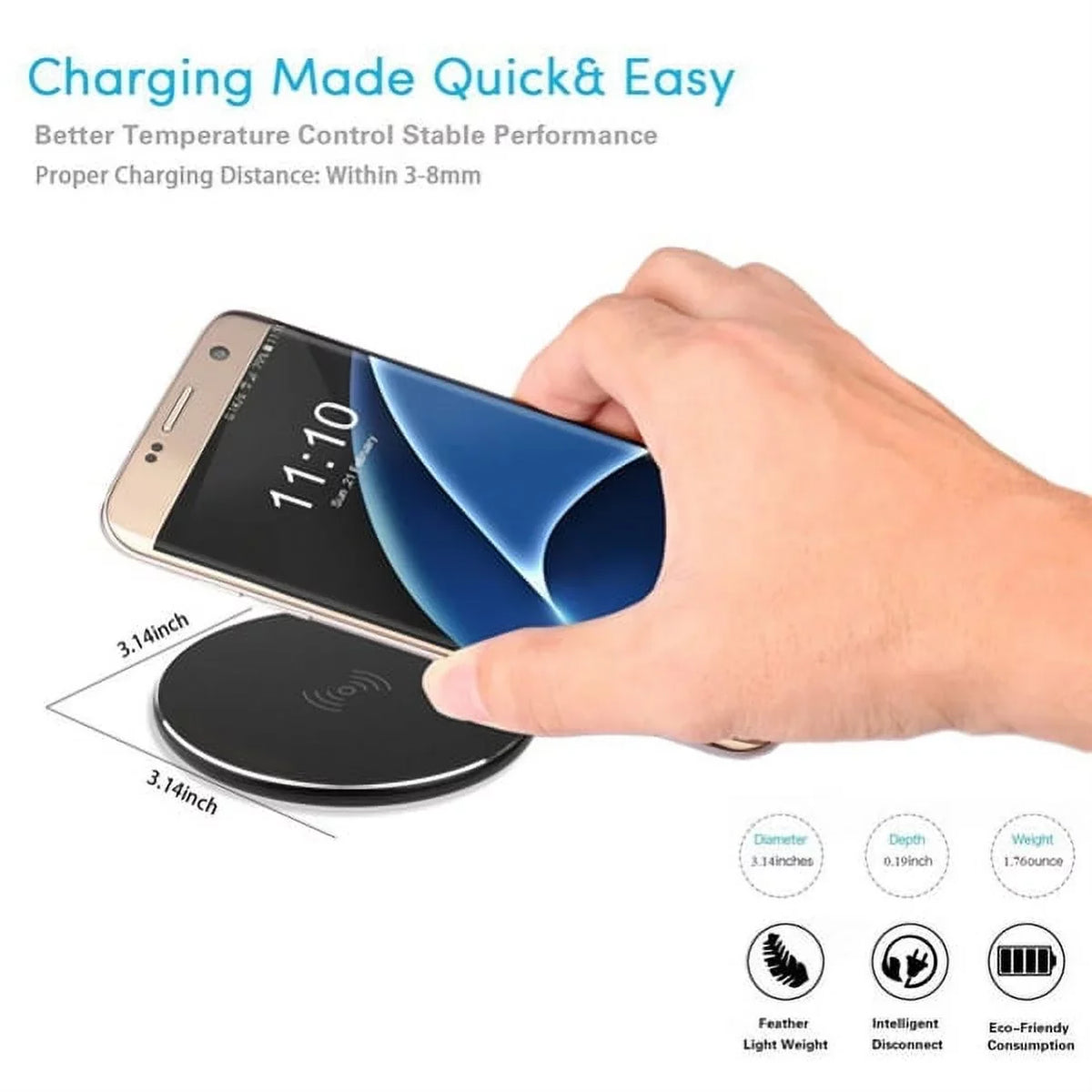 10W Wireless Charger Ultra Slim Fast Charging Pad Compatible With LG V40 ThinQ; Google Nexus 5 4; G4 G3 G2 - Motorola Google Nexus 6; Droid Turbo Mini MAXX - Nokia Lumia 930 920 1520 1020; 8