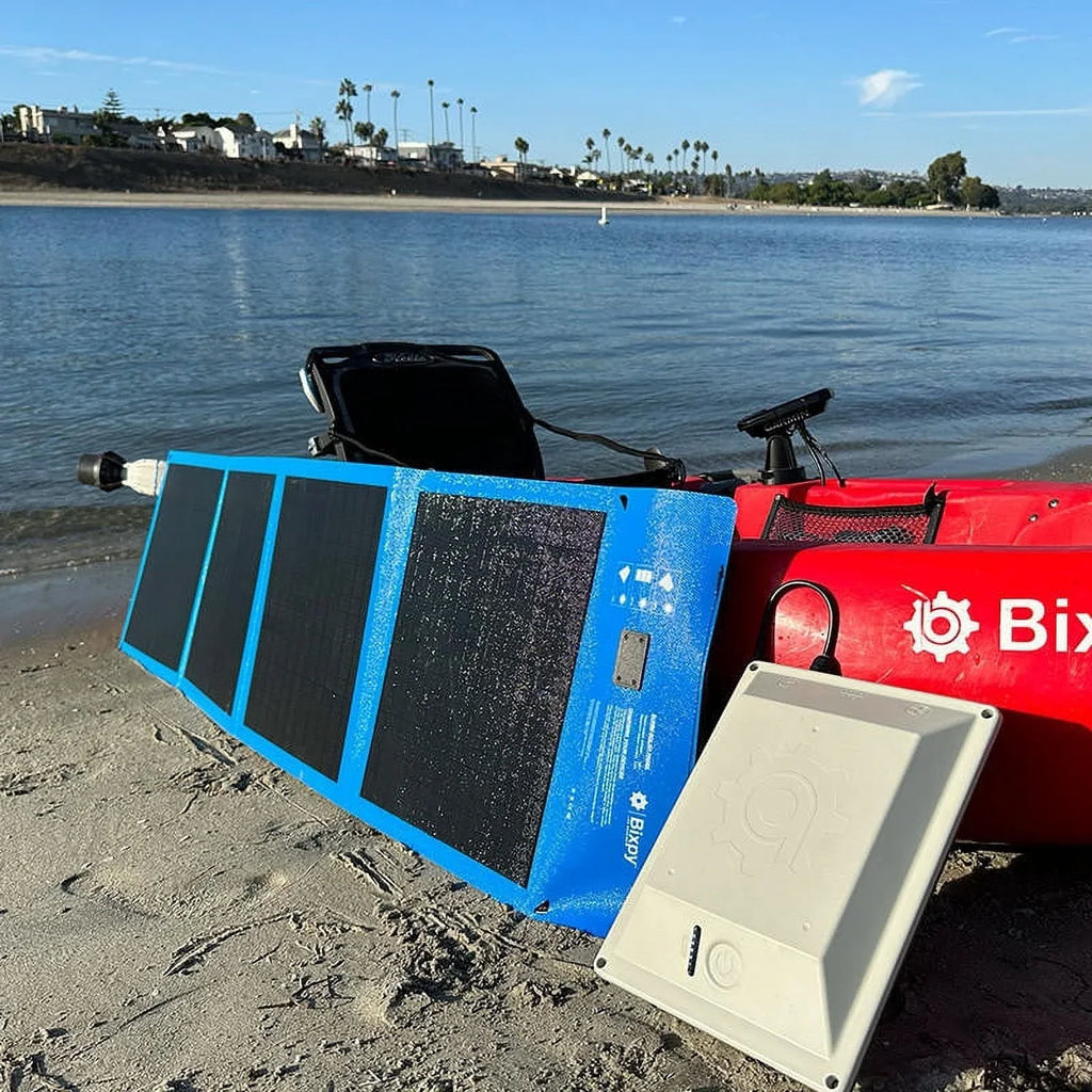 Bixpy K-1 Outboard Kit with SUN80 Solar Panel - Electric Marine Trolling Motor with 378 Wh Battery;Perfect for Kayak; Air-filled Watercraft; Paddle Boards