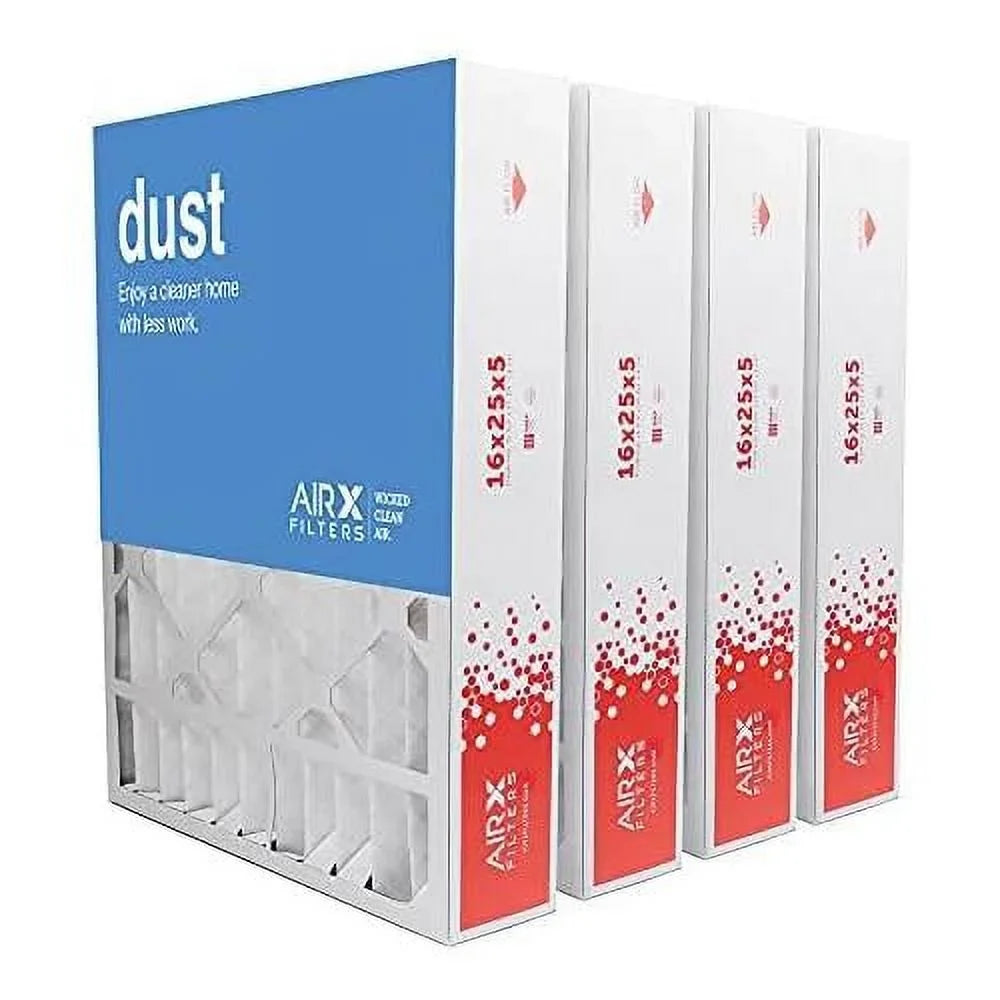 16X25x5 MERV 8 HV Furne Air Filter Replement For FC100A1029 CF200A1008 CF200D1625; Dust 4-Pk; Made In The