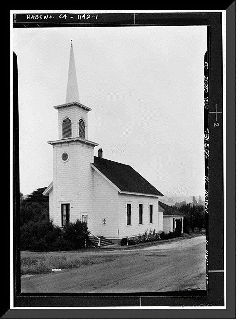 Historic Framed Print; Congregational Church; Soquel; Santa Cruz County; CA; 17-7/8" x 21-7/8"