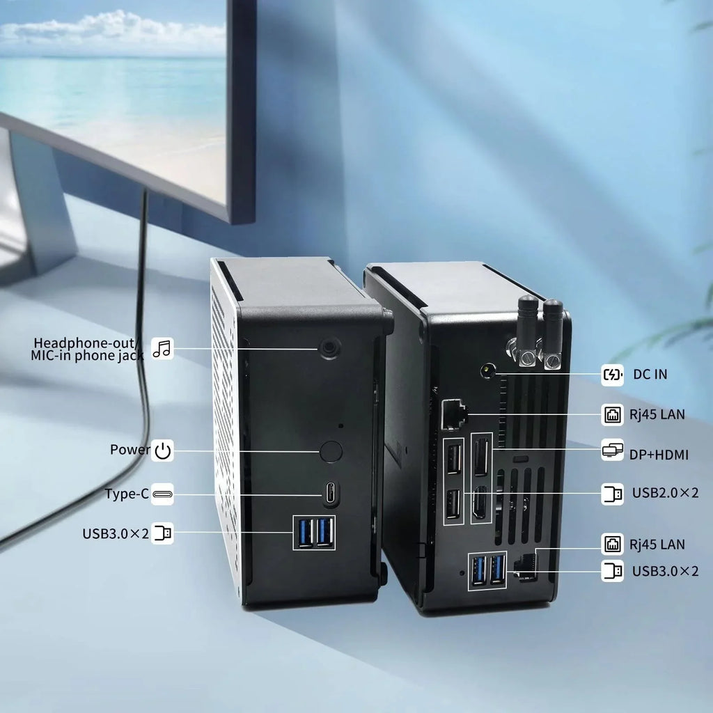 Mini PC i7 mini Windows 11 Pro 9750H 64GB DDR4 RAM 1TB SSD 2TB HDD 4K Dual Displays HD+DP; HDD Extension; Support Auto Power On / VR; 4K HD Small Micro Computer Strong Wireless Technology; Type-C