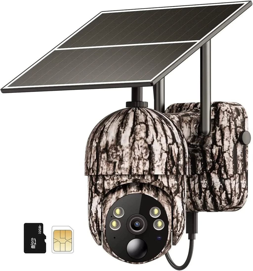 4G LTE Cellular Trail Cameras Include SD&SIM Card (Verizon/AT&T/T-Mobile) &Solar Panel; Game Cam Works No WiFi with 2K Live Feed via phone/360° Full View/Motion Activated/Night Vision/Playback