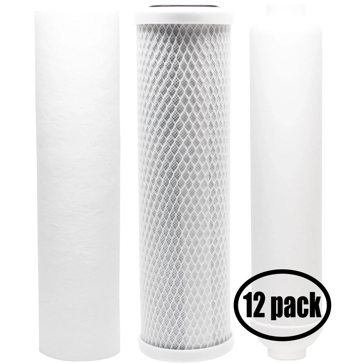 12-Pack Replacement for Filter Kit for US Water Systems 200-SENTRY-IX RO System - Includes Carbon Block Filter; PP Sediment Filter & Inline Filter Cartridge - Denali Pure Brand