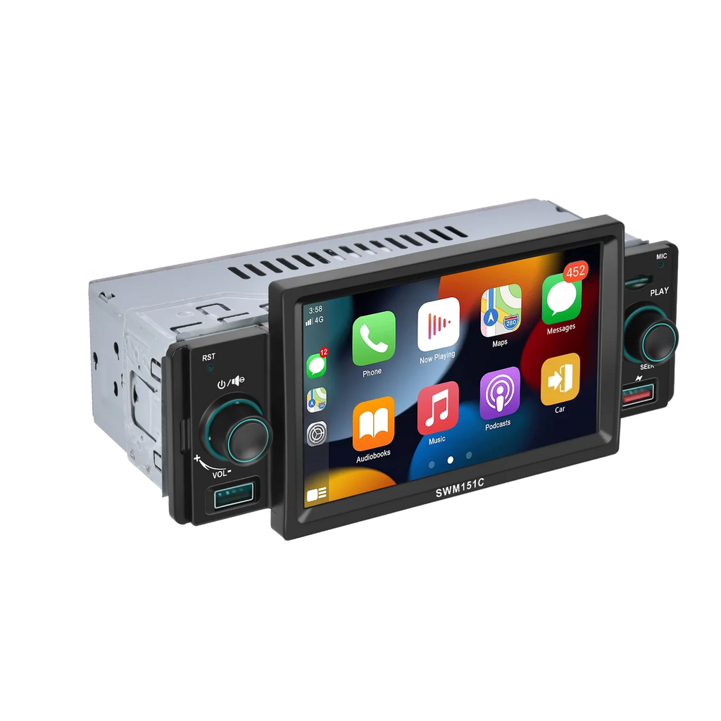 Podofo Car Mp5 Player Carplay Car Stereo Radio 5'' Touch Screen Universal Car Multimedia Player with Bluetooth FM Radio Receiver Support TF/USB Rear View