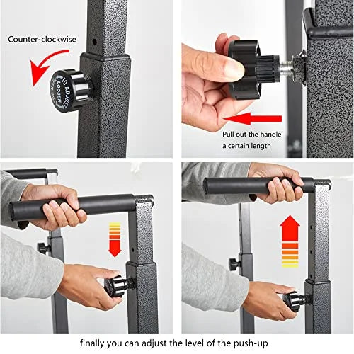 Lucky Tree Pull Up Dip Bar; Adjustable Dip Station; Multi-Function Power Tower Calisthenics Equipment For Home Gym