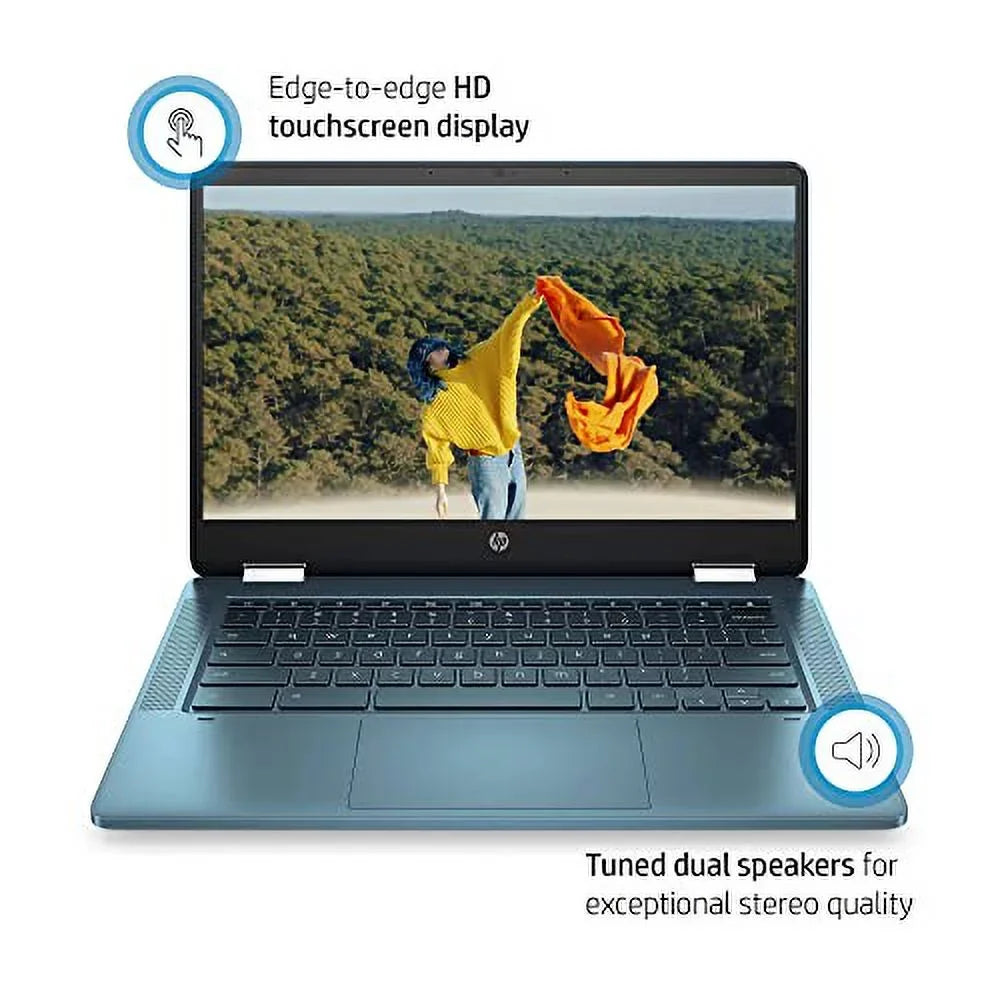 HP X360 14" HD Touch Chromebook; Intel Celeron N4120; 4GB RAM; 64GB eMMC; Intel UHD Graphics 600; Forest Teal; Chrome OS; 14a-ca0790wm