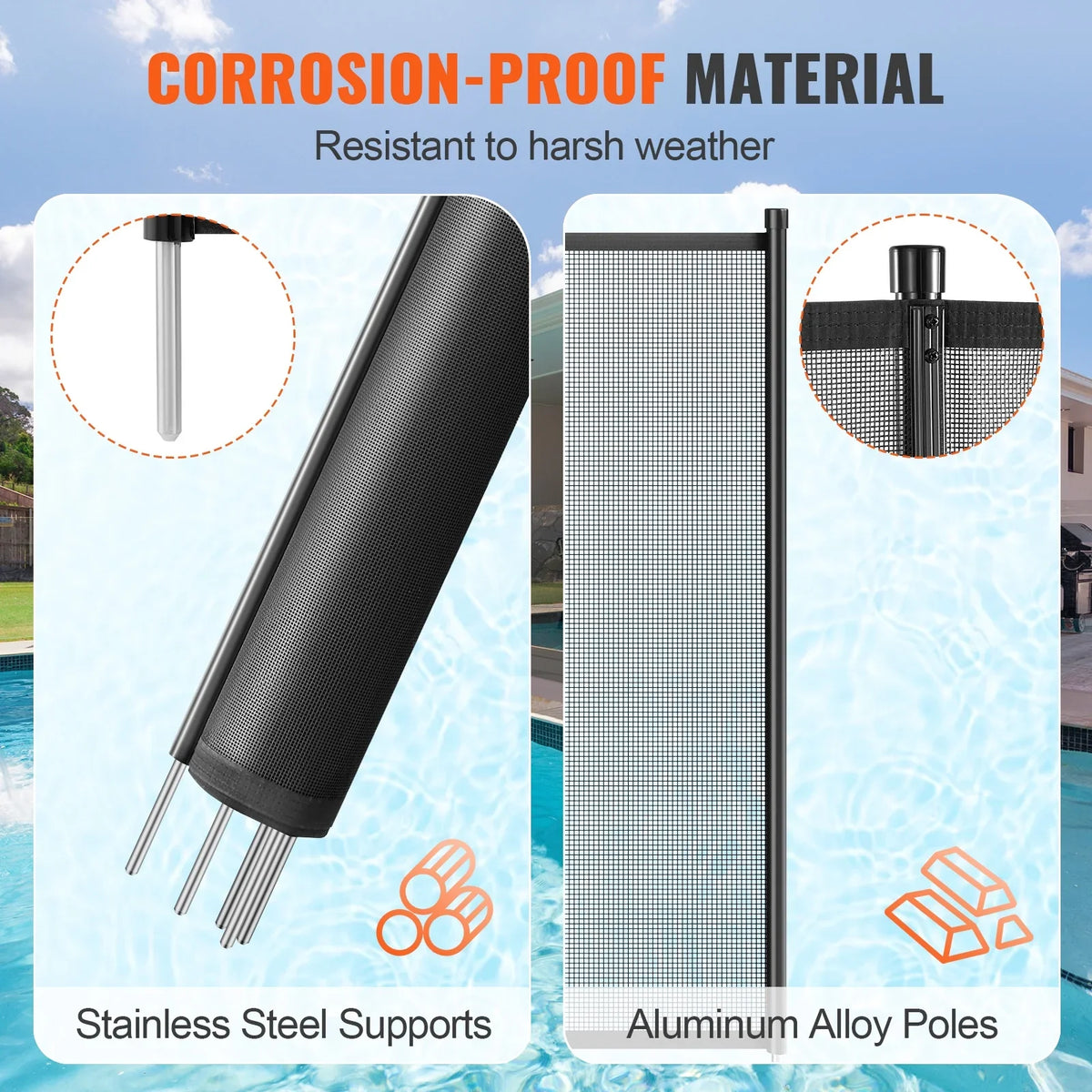 4 x 12 ft Pool Fence Detachable Pool Fence for Outdoor Underground Swimming Pools