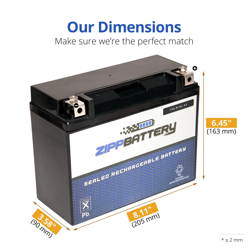 Zipp Battery Y50-n18l-a3 (50-n18l-a3 12 Volt;20 Ah; 260 Cca) Snowmobile Battery for Arctic Cat Bearcat 570 2006