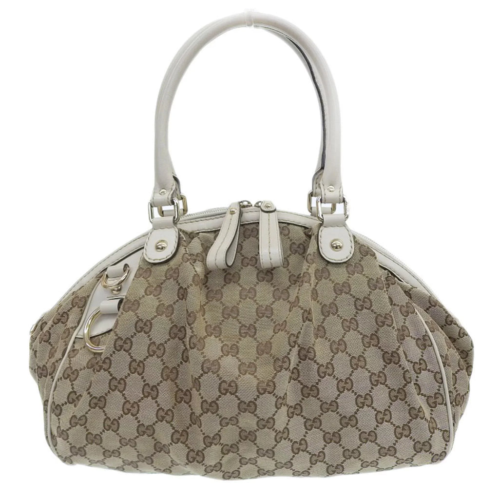 Pre-Owned Gucci GUCCI handbag tote bag GG canvas leather beige 223974 506631 (Good)
