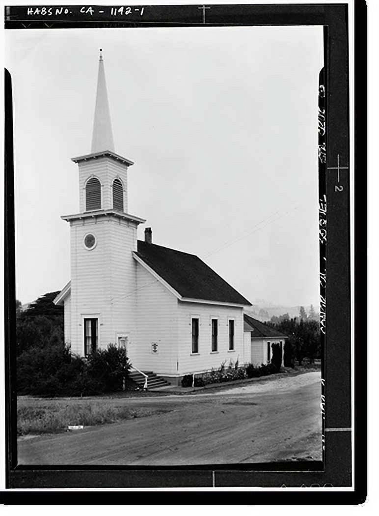 Historic Framed Print; Congregational Church; Soquel; Santa Cruz County; CA; 17-7/8" x 21-7/8"