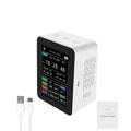 Carevas WiFi Intelligent Air Quality Detector PM2.5 CO2 TVOC HCHO Humidity 6 In 1 Detector Time Date Week Display Mobilephone APP Remotes Viewing 2 Sets Alarm Home Indoor Desktop Air Quality Moni