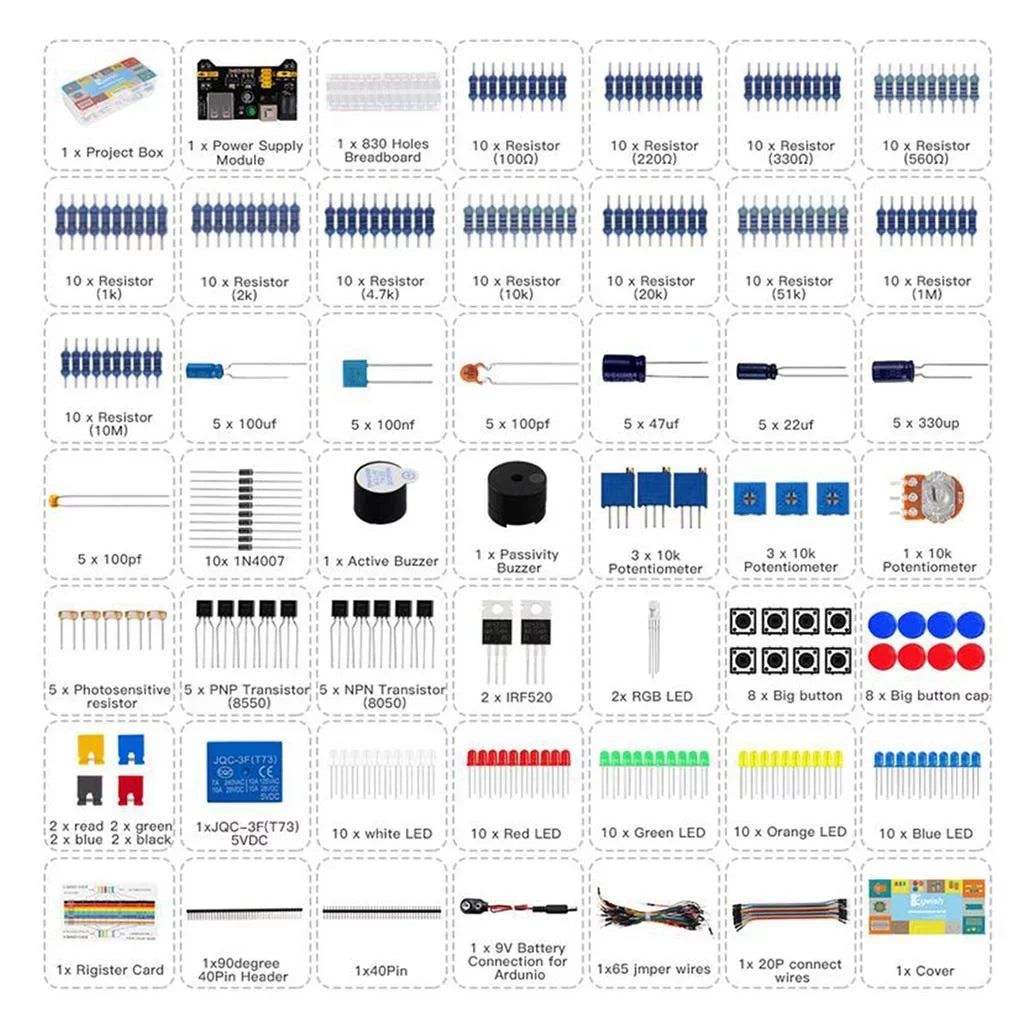 Basic Starter Breadboard; wires;Resistors; for