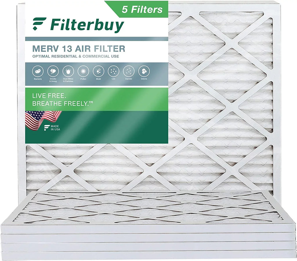 Filterbuy 24x30x1 MERV 13 Pleated HVAC AC Furnace Air Filters (5-Pack)