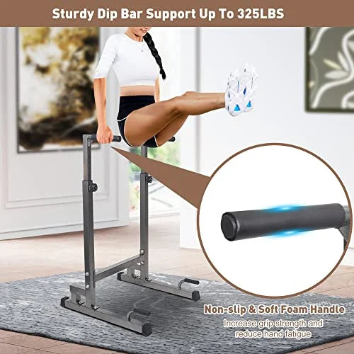 Lucky Tree Pull Up Dip Bar; Adjustable Dip Station; Multi-Function Power Tower Calisthenics Equipment For Home Gym