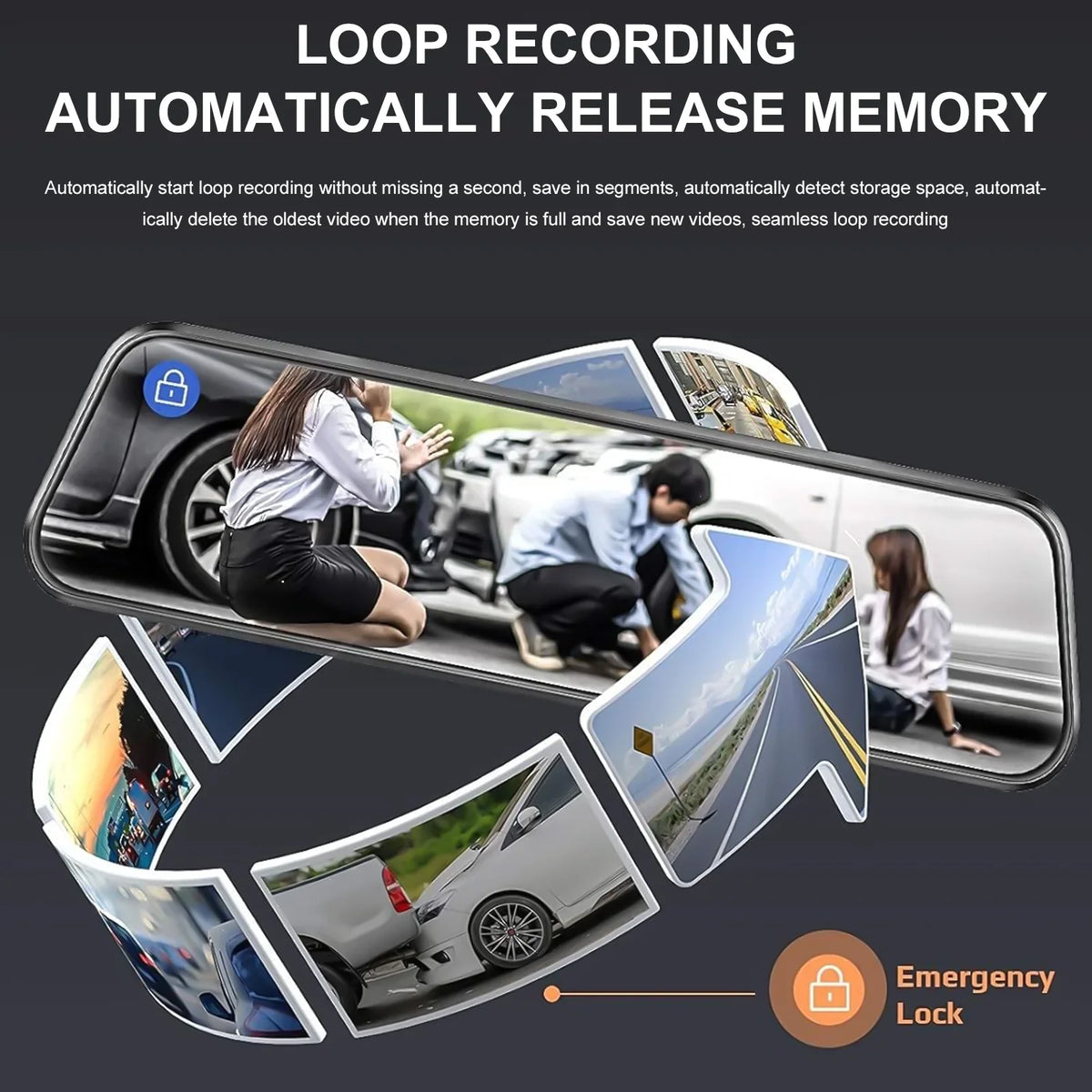 10" Mirror Dash Cam;Kepeak 1080P FHD Full Touch Screen Front and Rear View Backup Camera;G-Sensor; Parking Monitor; 170° Wide Angle;with 5.5 Meters Cable