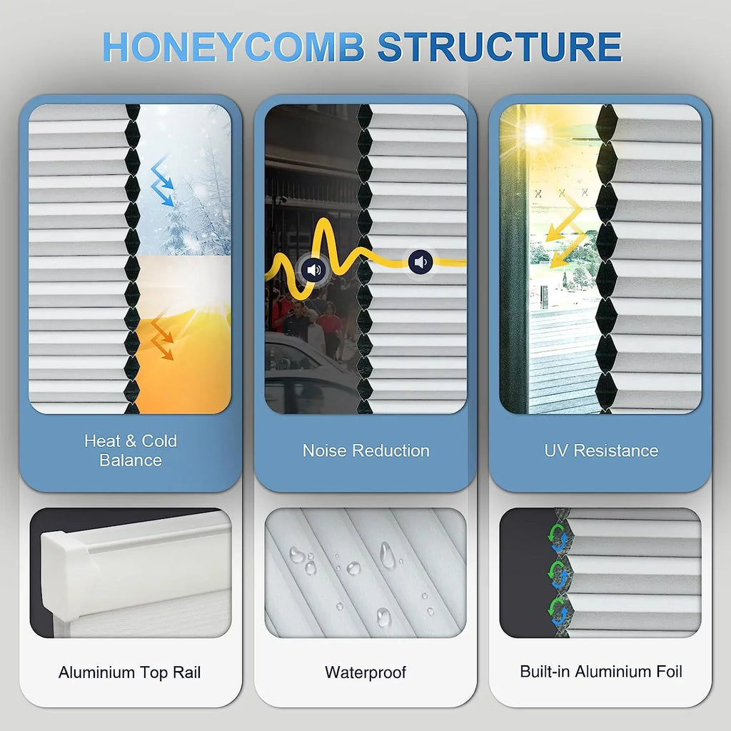 Solar Powered Magnetic Rechargeable Motorized Blinds 100% Blackout with Alexa Google【Free Solar Panel】 Cellular Shades Honeycomb with Remote; Cordless Automatic Electric Blinds; 29" Wx64 H; White