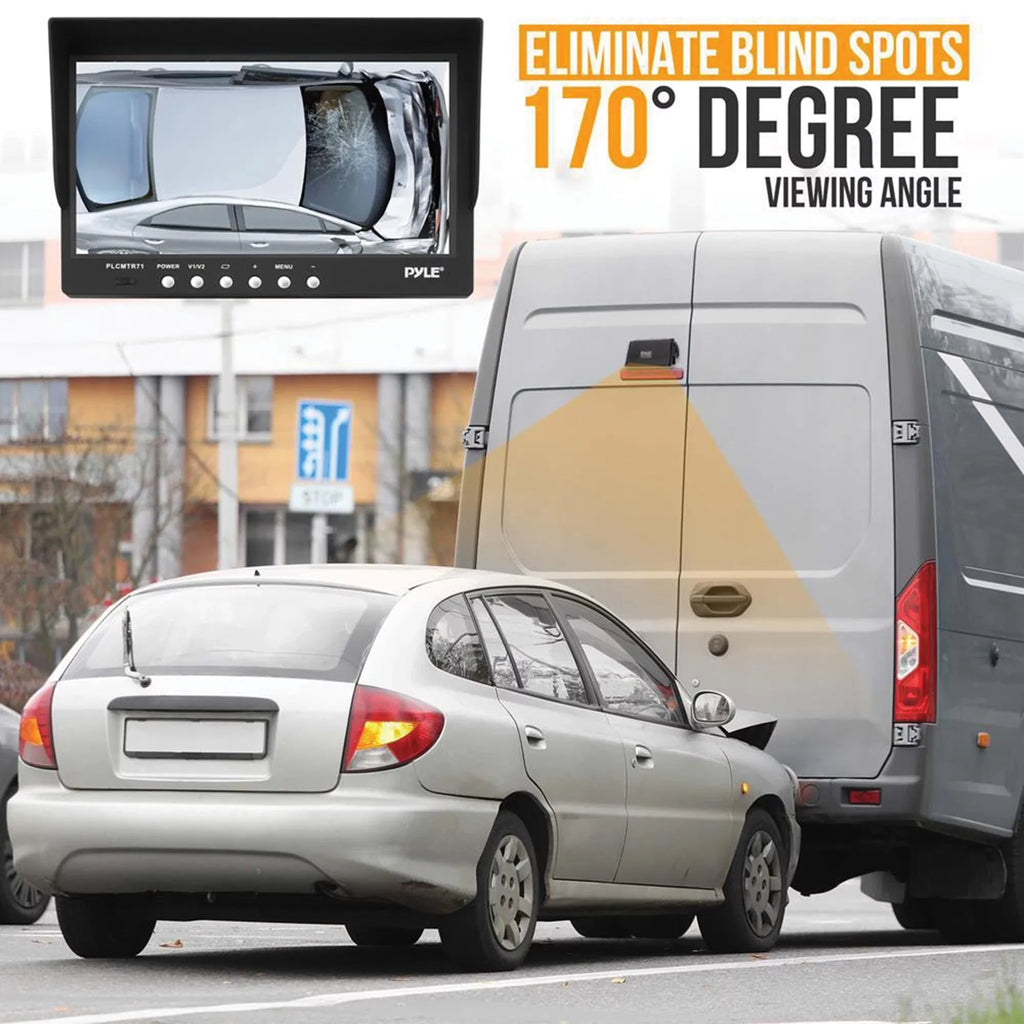 Pyle PLCMTR71 Commercial-Grade Backup Camera System with 7" Monitor and Weatherproof Camera with IR Night Vision