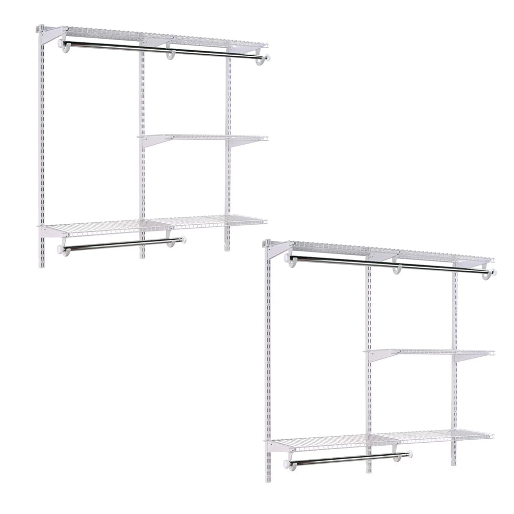 Rubbermaid Configurations 4 to 8 Ft Custom Closet Organizer Kit; White (2 Pack)