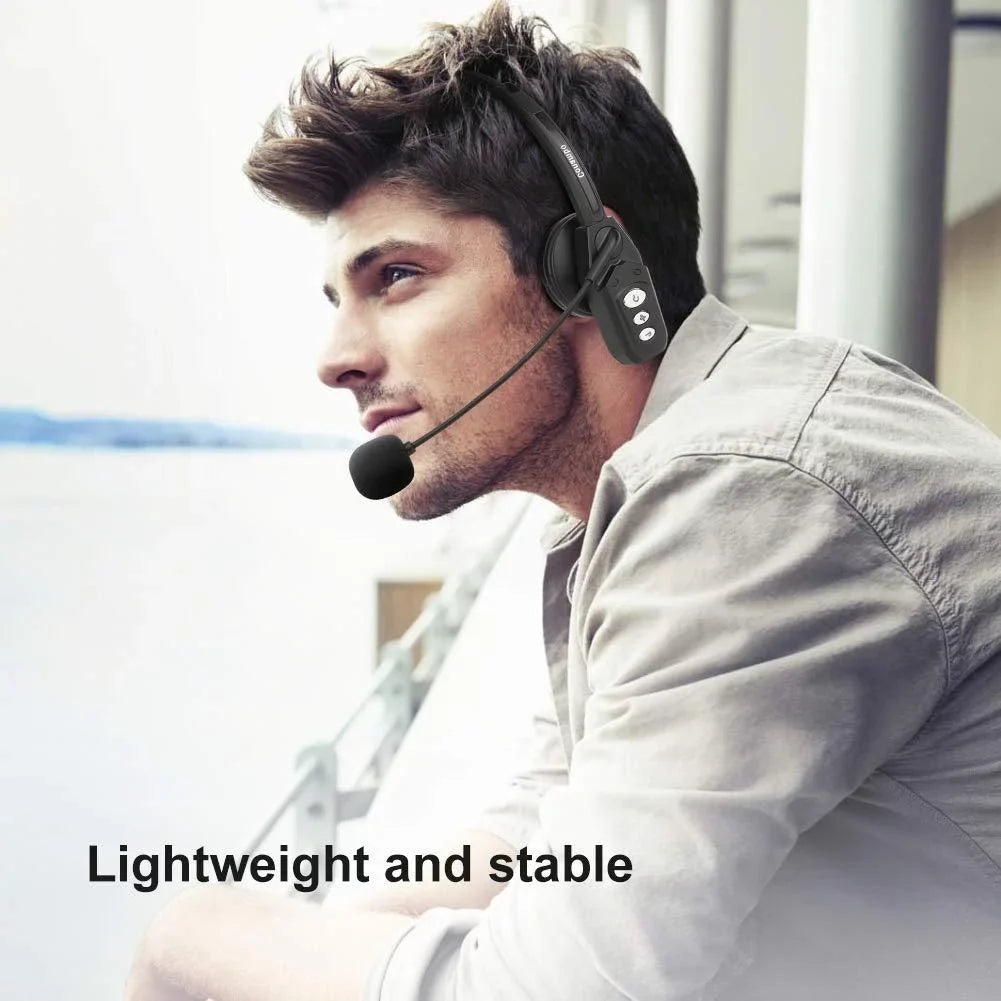 Bluetooth Headset V5.0; Pro Wireless Headset High Voice Clarity with Noise Canceling Mic for Cell Phone Trucker Engineers Business Home Office-JBT800