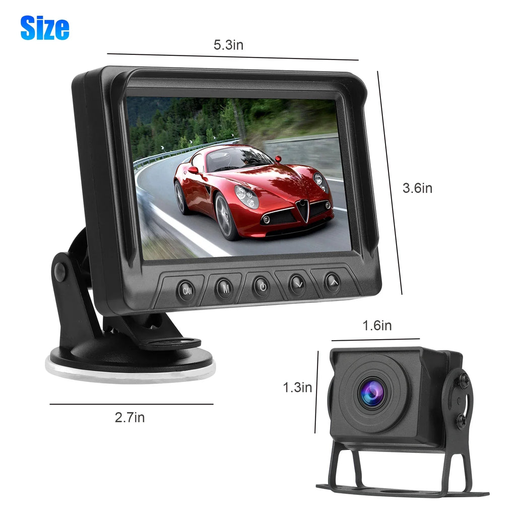 Backup Camera Monitor Kit; TSV 1080P Rear View Monitor Reverse Camera Kit with Night Vision; Waterproof