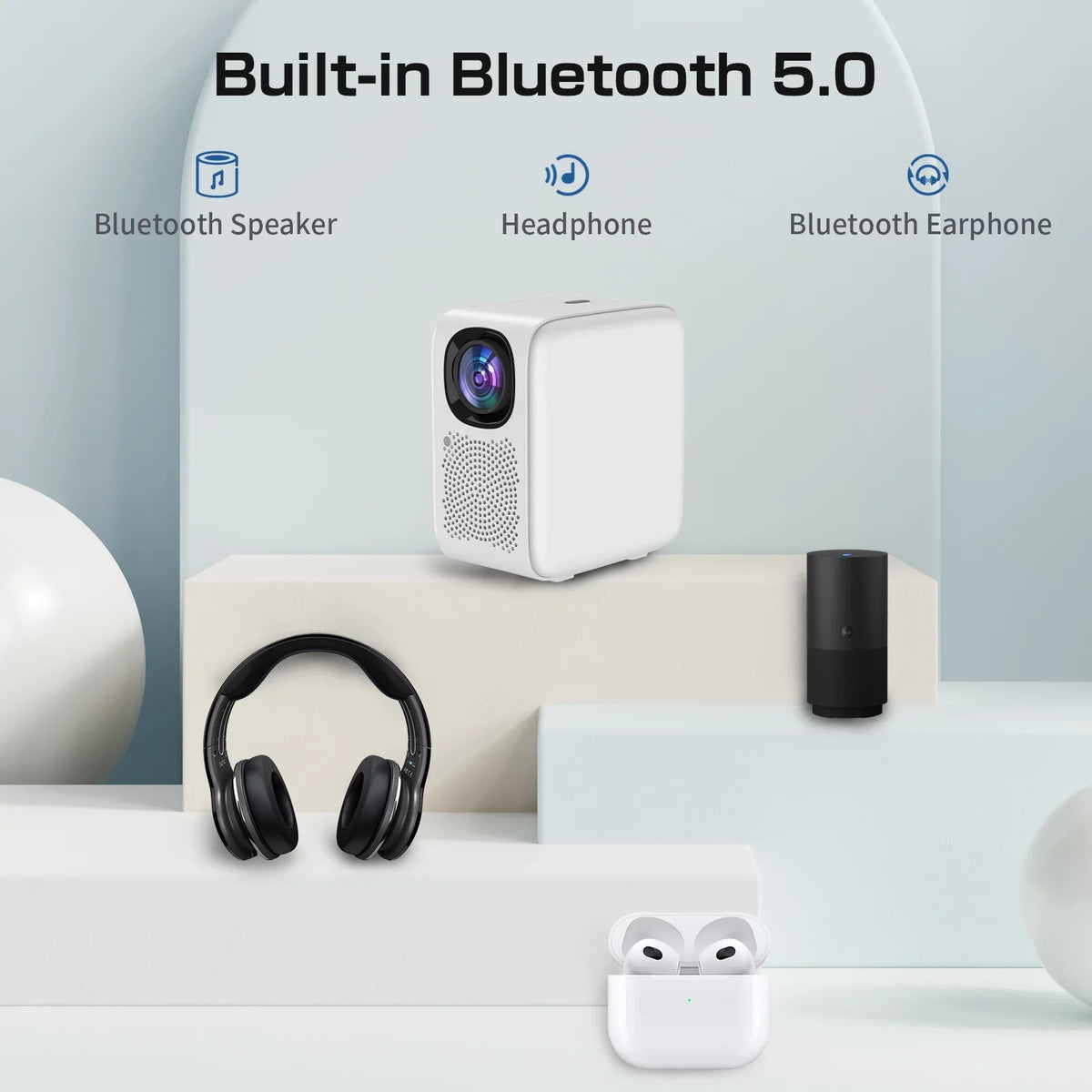 Auto Focus Projector; Native 1080P Projector 4K Supported; 5G WIFI FHD LCD Projector; Two-way Bluetooth 5.2; 1200ANSI Netflix Officially-Licensed Smart Projector; Smart Home Movie Projector