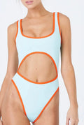L*Space LIGHT TURQUOISE Kira Cut Out One Piece Swimsuit; US 12