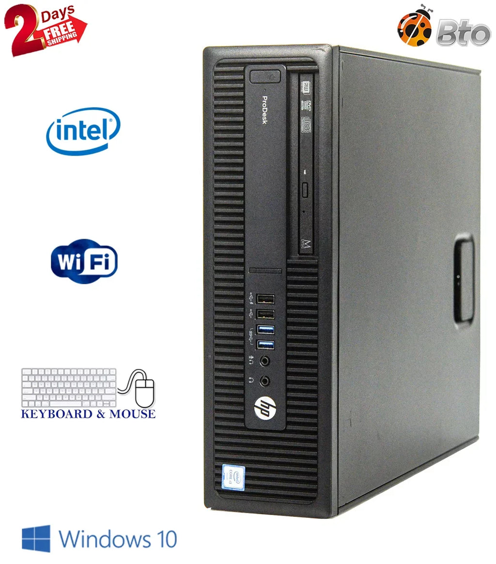 Pre-Owned HP 600 G2 Desktop Computer Intel Pentium G4400 3.3GHz CPU 8GB Ram; 120GB SSD; 1TB HDD; Keyboard & Mouse; WiFi; DVD; Win10 Pro PC (Refurbished)