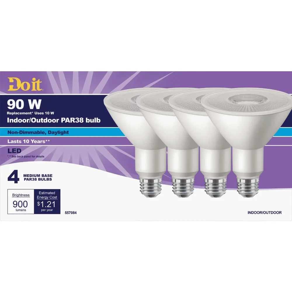 1PACK Do it 90W Equivalent Daylight PAR38 Medium LED Floodlight Light Bulb; Title 20 (4-Pack)
