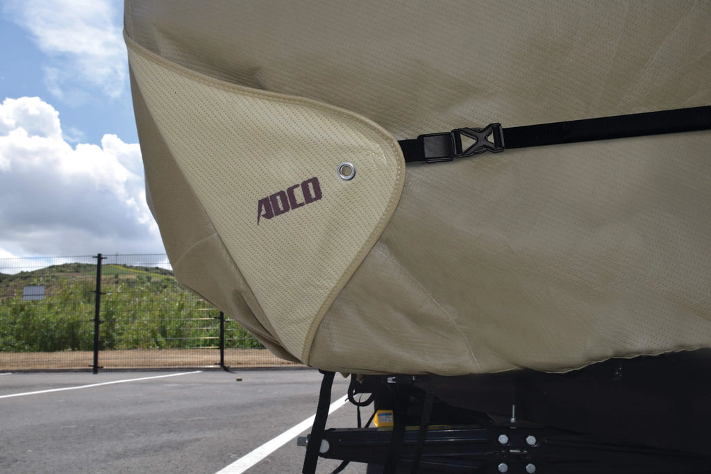 ADCO by Covercraft 74839 Storage Lot Cover for Travel Trailer RV; Fits 15'1" - 18'; Tan