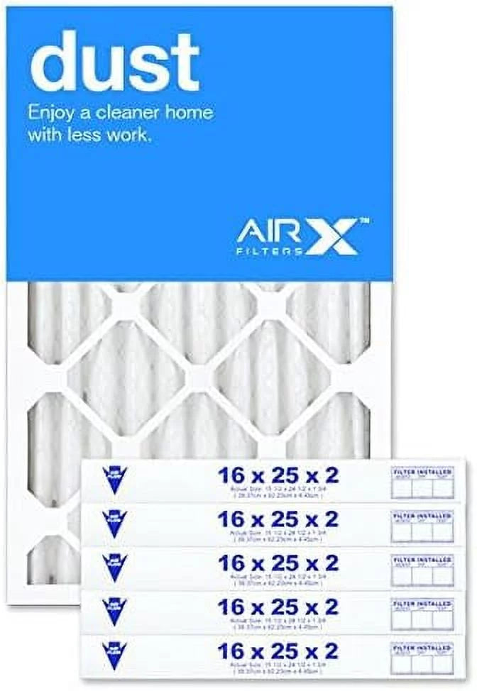 16X25x2 Air Filter MERV 8 Pleated HV Furne Air Filter; Dust 6-Pk; Made In The