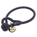 Pre-Owned Bottega Veneta Ec-14203 Leather Charm Bracelet Purple;Silver (Fair)