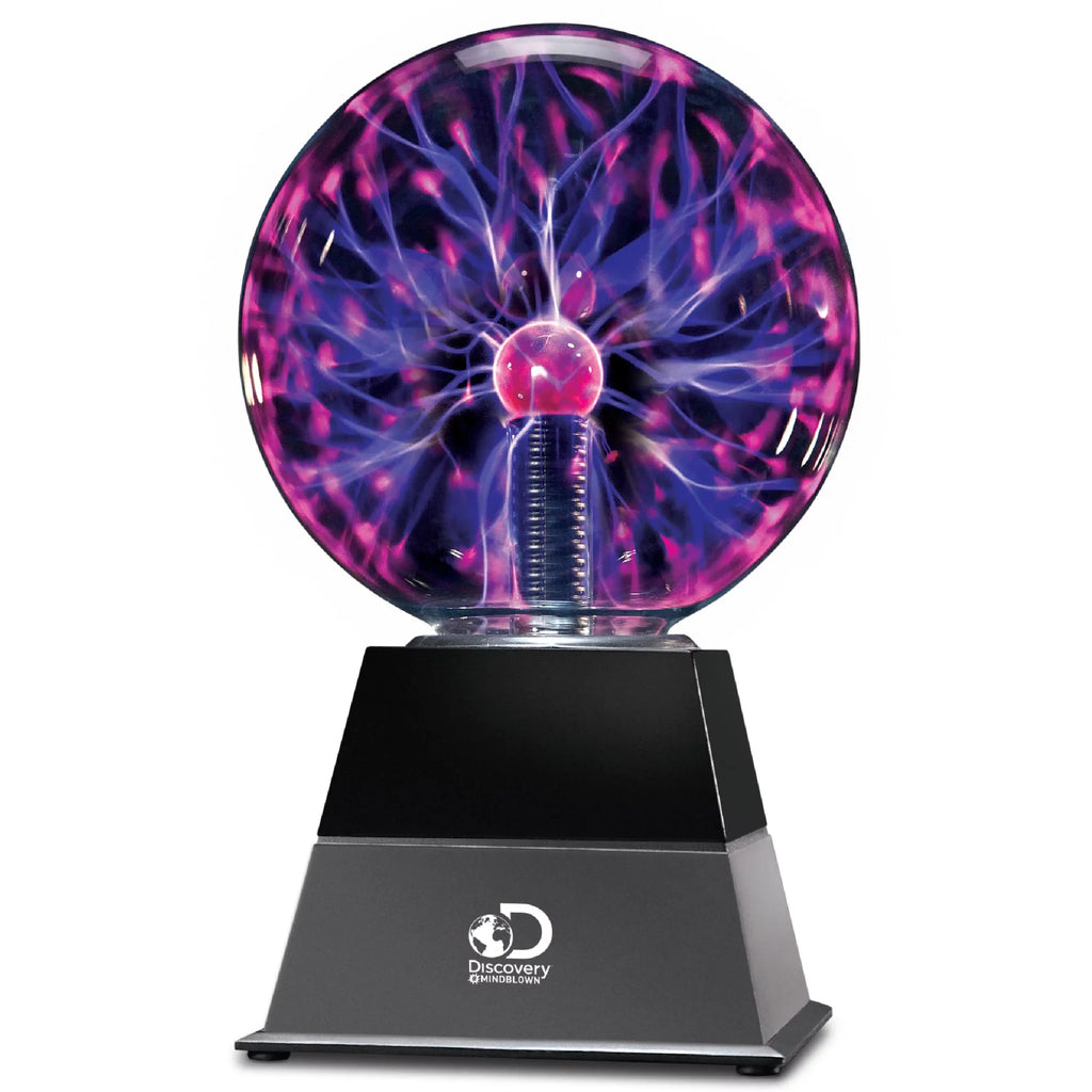 Discovery #Mindblown 6" Plasma Globe Lamp with Interactive Electric Touch and Sound Sensitive Lightning and Tesla Coil; Includes AC Adapter; Glass STEM Lava Lamp-Style Light for Desk; Kids Room