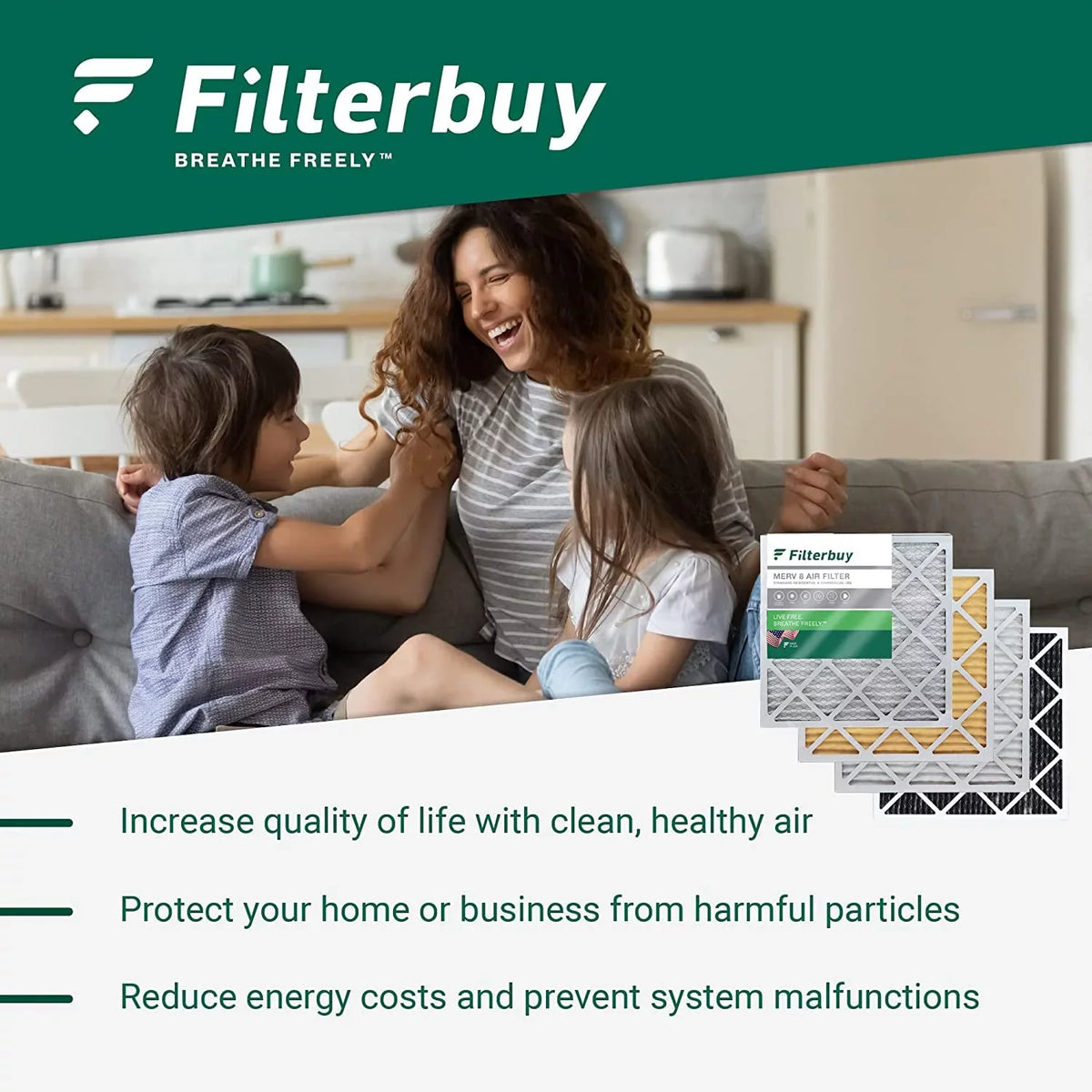 Filterbuy 20x20x1 MERV 11 Pleated HVAC AC Furnace Air Filters (6-Pack)