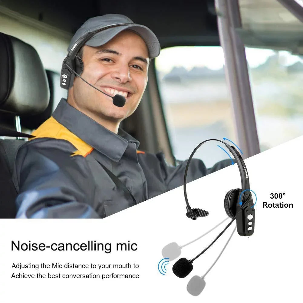 Bluetooth Headset V5.0; Pro Wireless Headset High Voice Clarity with Noise Canceling Mic for Cell Phone Trucker Engineers Business Home Office-JBT800