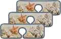 Bestwell 3PCS Faucet Absorbent Mat; Sea Beach Starfishes Summer Washable Sink Splash Guard Drip Catcher; Kitchen Bath Countertop Sinkmat Microfiber Drying Mats