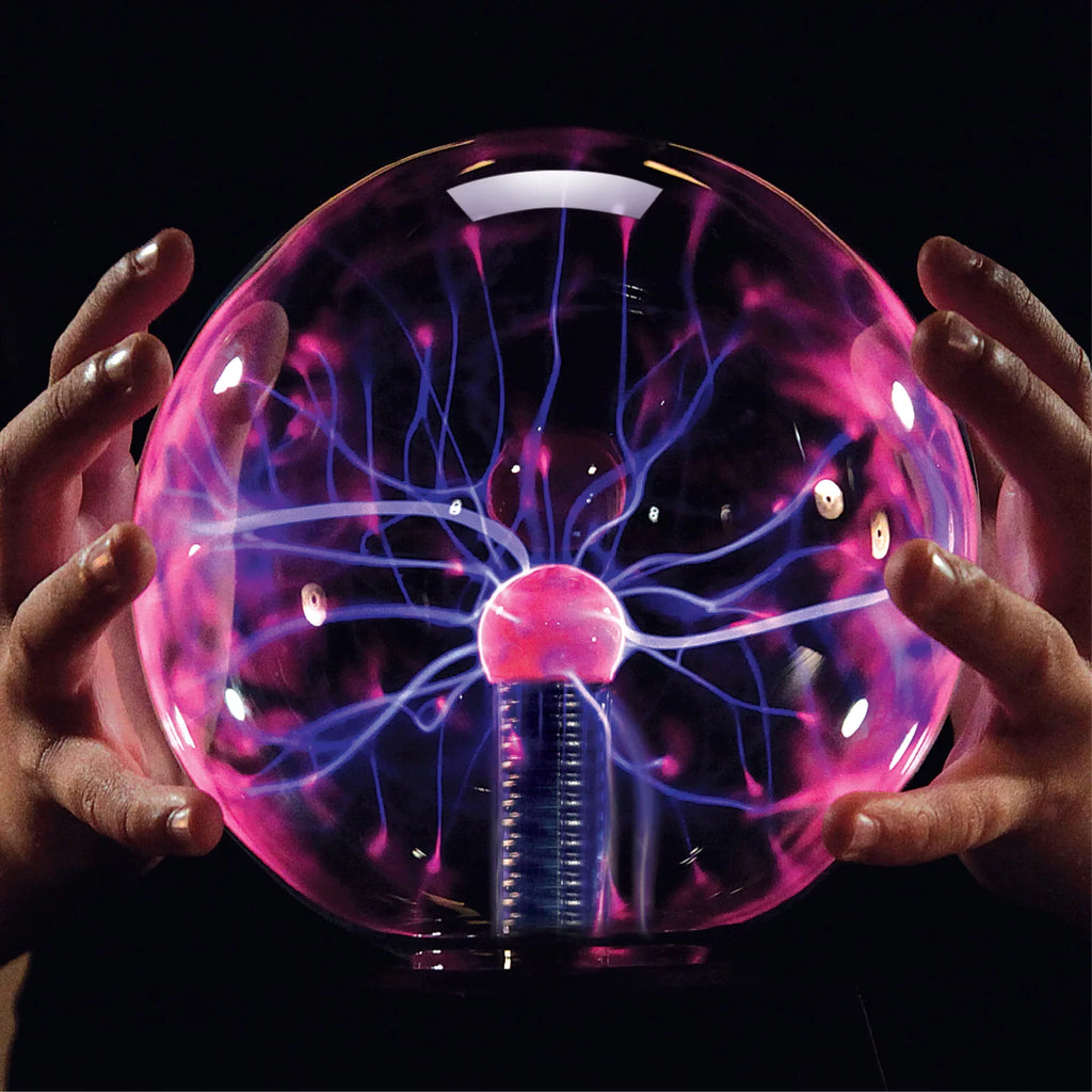 Discovery #Mindblown 6" Plasma Globe Lamp with Interactive Electric Touch and Sound Sensitive Lightning and Tesla Coil; Includes AC Adapter; Glass STEM Lava Lamp-Style Light for Desk; Kids Room