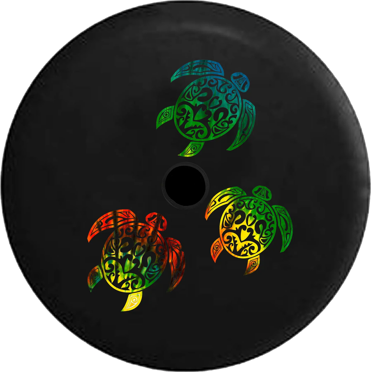 2018 2019 Wrangler JL Backup Camera Family of Sea Turtles Tiedye Pattern Spare Tire Cover for Jeep RV 33 foot