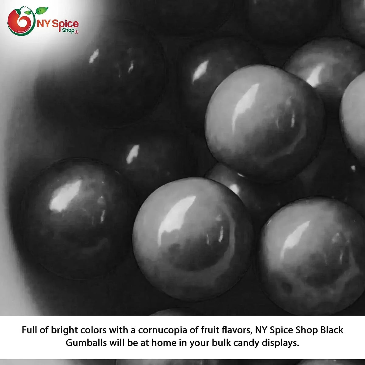 NY SPICE SHOP Black Gumballs - 5 Pound - Approx. 50 Pieces Per Pound - Tutti Frutti Flavor